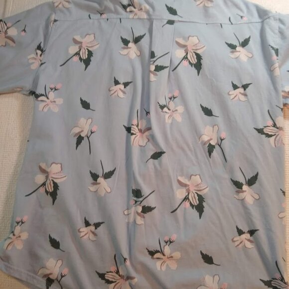 Eighth Avenue  XL  Men's 100% cotton button down  tropical print blue + white - Picture 6 of 8